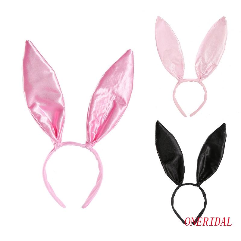 Băng Đô Tai Thỏ Bằng Satin Dùng Hóa Trang Tiệc Tùng