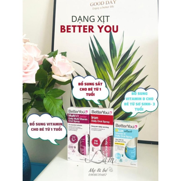 Xịt BetterYou Vitamin D, Sắt, Tổng hợp
