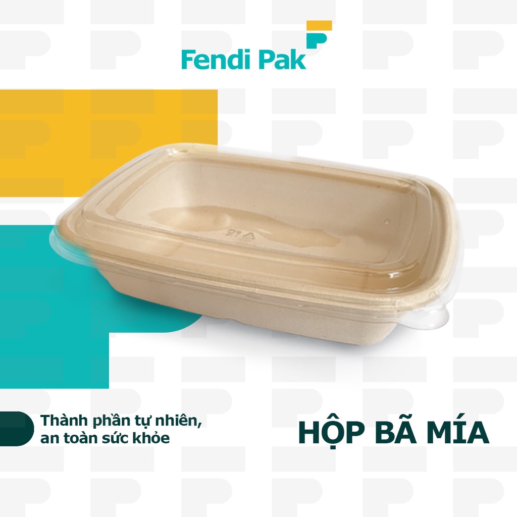|Combo 10| Hộp bã mía chữ nhật, hộp bã mía đựng thực phẩm đựng cơm, đựng bánh kem, đựng xôi, đựng salad