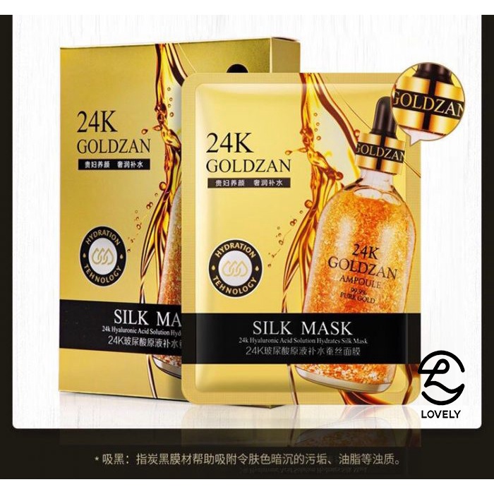 Mặt nạ lụa vàng 24k Goldzan Silk Mask &amp; Luxury  hộp 10 miếng chính hãng