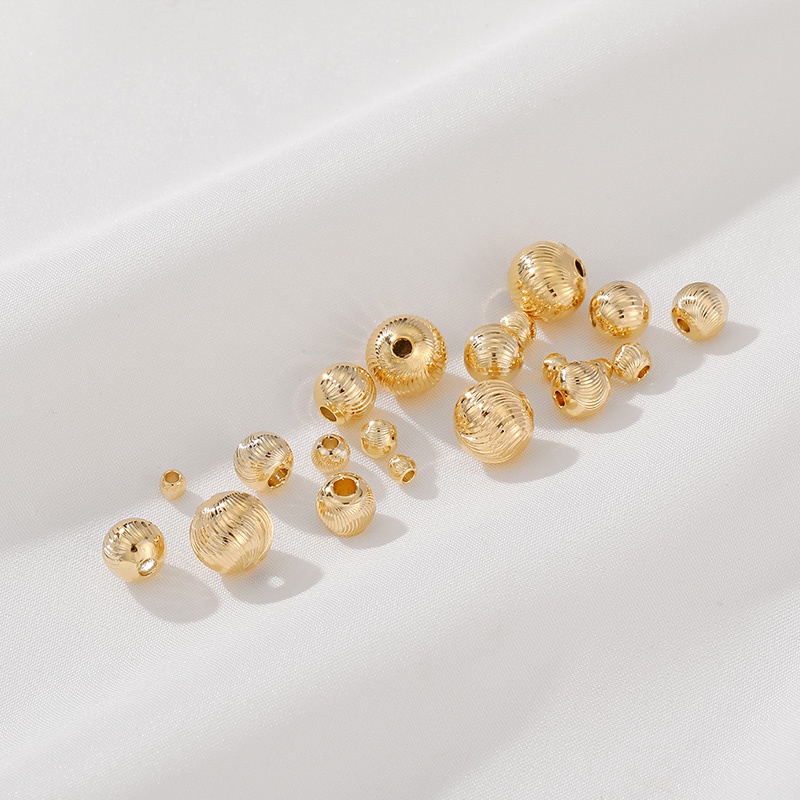 Chuỗi Hạt Tròn Bằng Đồng 14K Màu Vàng Kim Dùng Làm Trang Sức diy