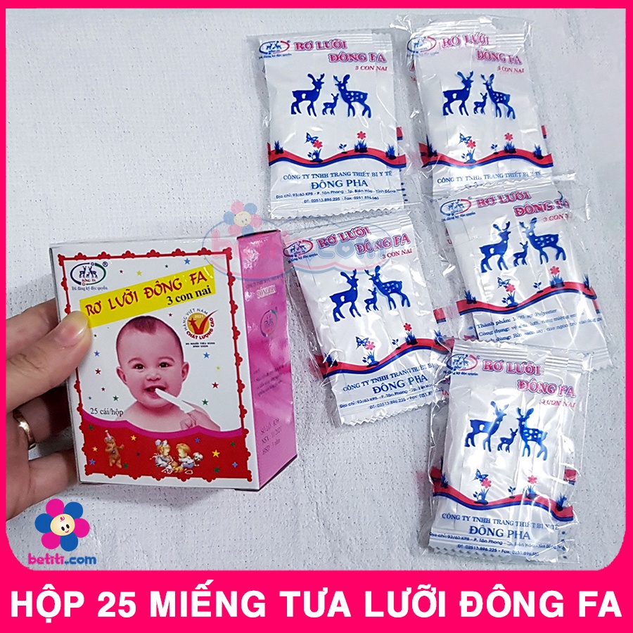 [MỚI] COMBO 25 Miếng Tưa Lưỡi Đông Fa Cho Bé Sơ Sinh - 1 Hộp Rơ Lưỡi