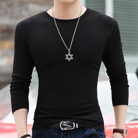 Áo thun nam tay dài cổ tròn màu trơn thời trang thu đông ấm áp không có đường may