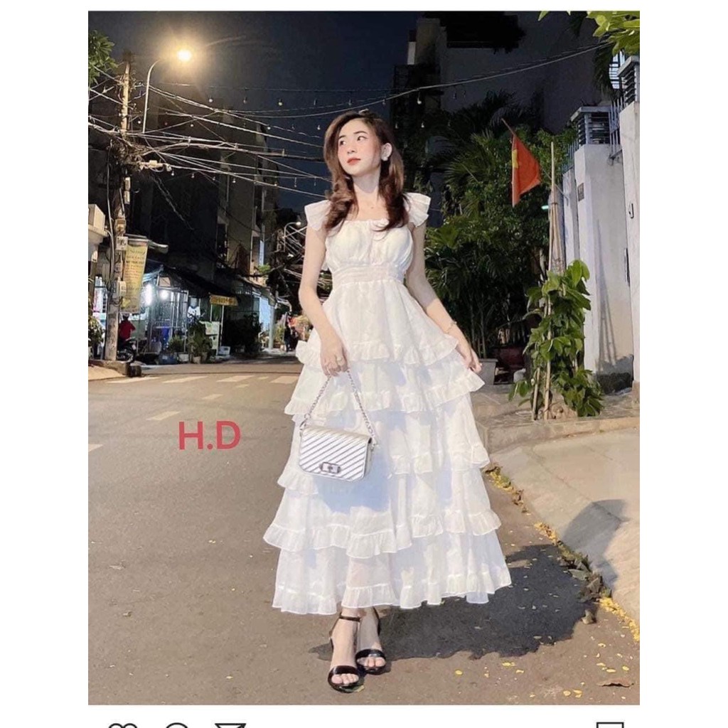 Váy công chúa cánh tiên 5 tầng_Váy trắng sang chảnh