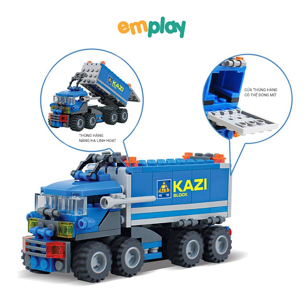 Đồ chơi lắp ráp xếp hình lego xe tải chở hàng Emplay 163 chi tiết bằng nhựa ABS cao cấp