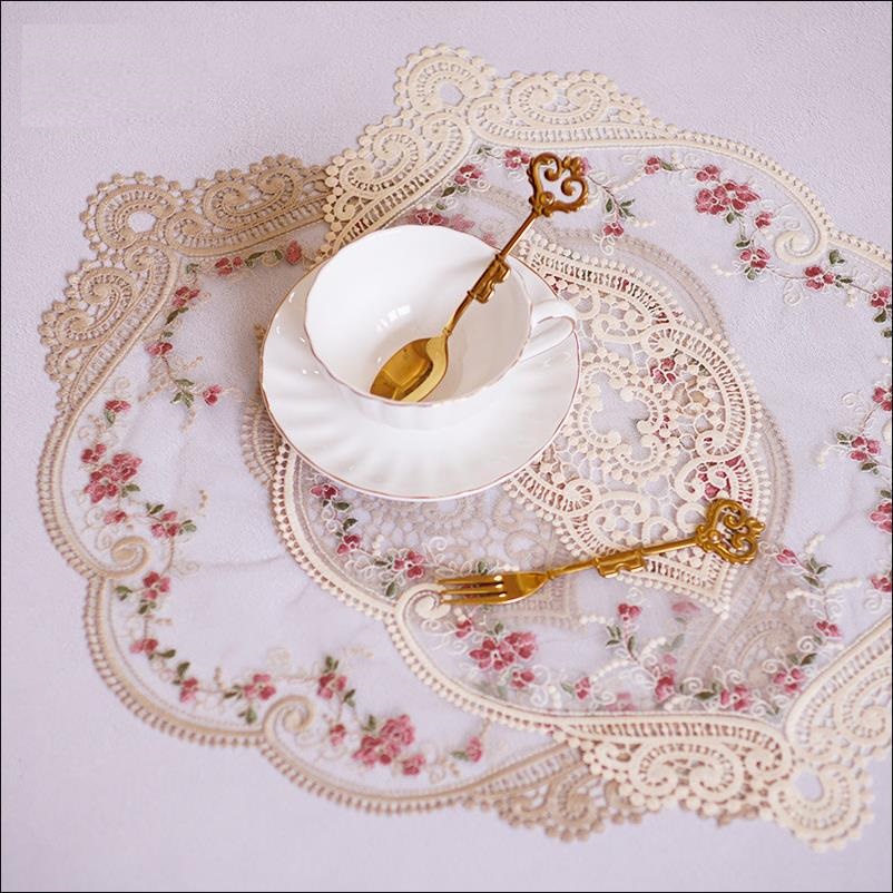 Khăn Trải Bàn Vải Ren Thêu Họa Tiết Phong Cách Cổ Điển Trang Trí Nhà Cửa