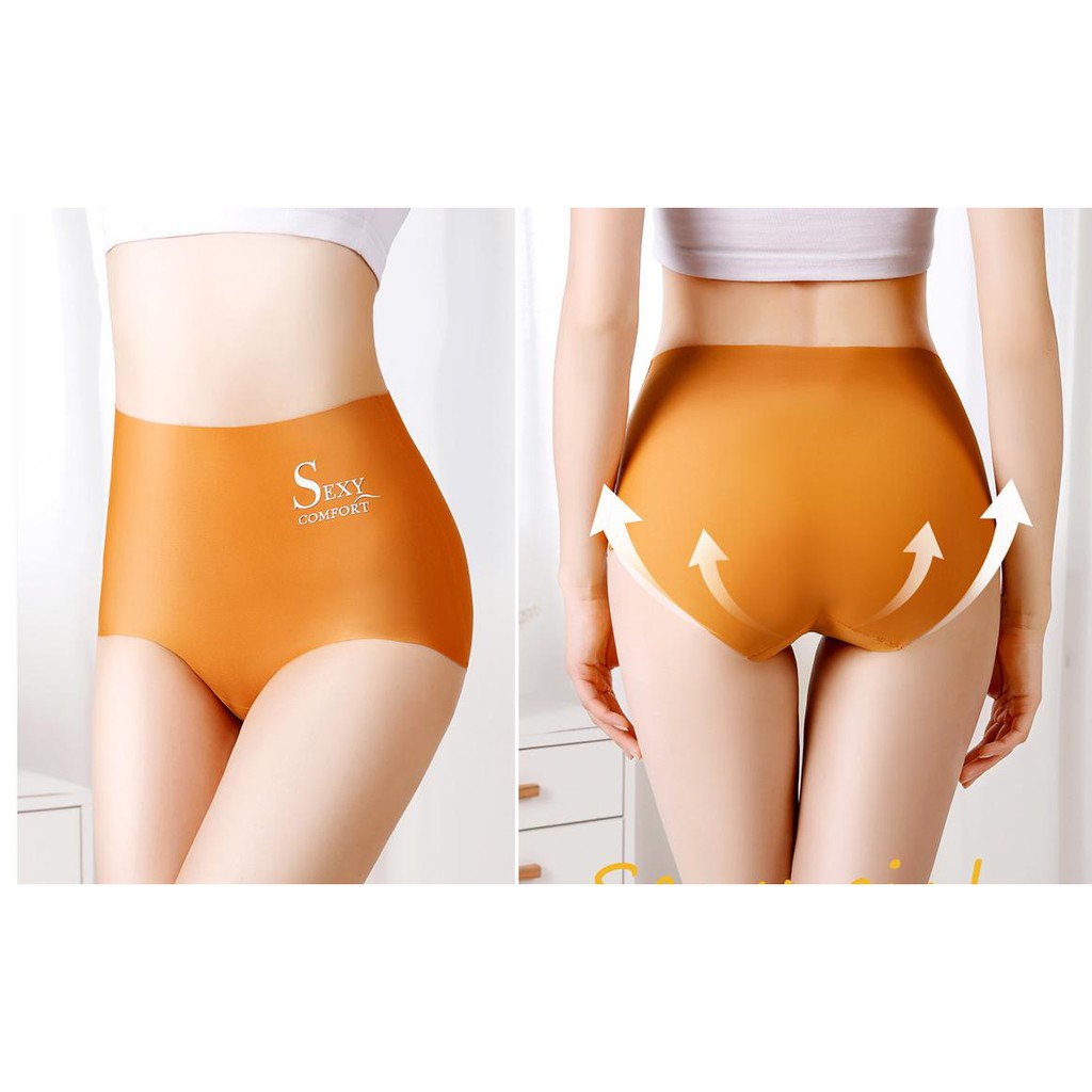 Quần Lót đúc Su Lụa Ép Nhiệt Tàng Hình Không Viền Cạp Cao Gen Bụng YiOn Underwear QS04