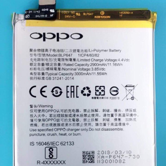 THAY PIN OPPO BLP647 CHO OPPO A77 - Chính hãng