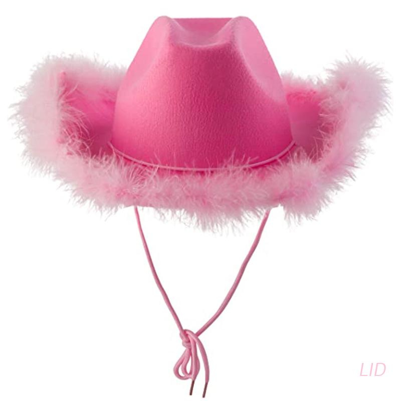 Mũ Cao Bồi Cowboy Phối Lông Vũ Phong Cách Cao Bồi Phương Tây Dễ Phối Đồ Cho Nữ 1