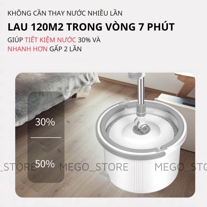 Cây Lau Nhà Tự Vắt Thông Minh MOPSS Chổi Lau Nhà Tách Nước Bẩn Cao Cấp Bộ Lau Nhà 360 Độ Tặng Kèm Bông Lau