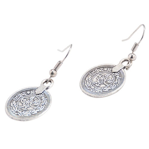 Bông tai hợp kim hình đồng tiền kiểu dáng Vintage