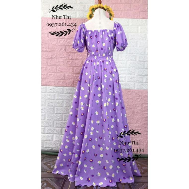 (miễn phí chỉnh váy) đầm maxi hoa tay phồng váy xòe tiểu thư dạo phố đi biển du lịch chụp ảnh sống ảo cực xinh VIP