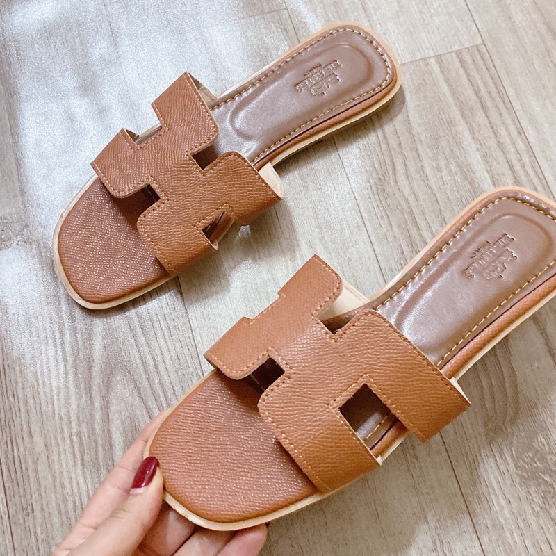 Dép nữ H da siêu mềm siêu sang PUNSHOES.(ẢNH TỰ CHỤP- FREESHIP)