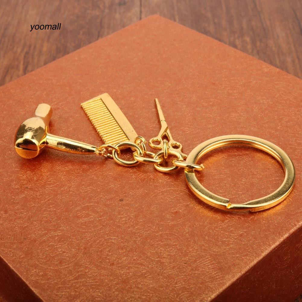 Móc khóa hình chiếc kéo máy sấy tóc sáng tạo dễ thương