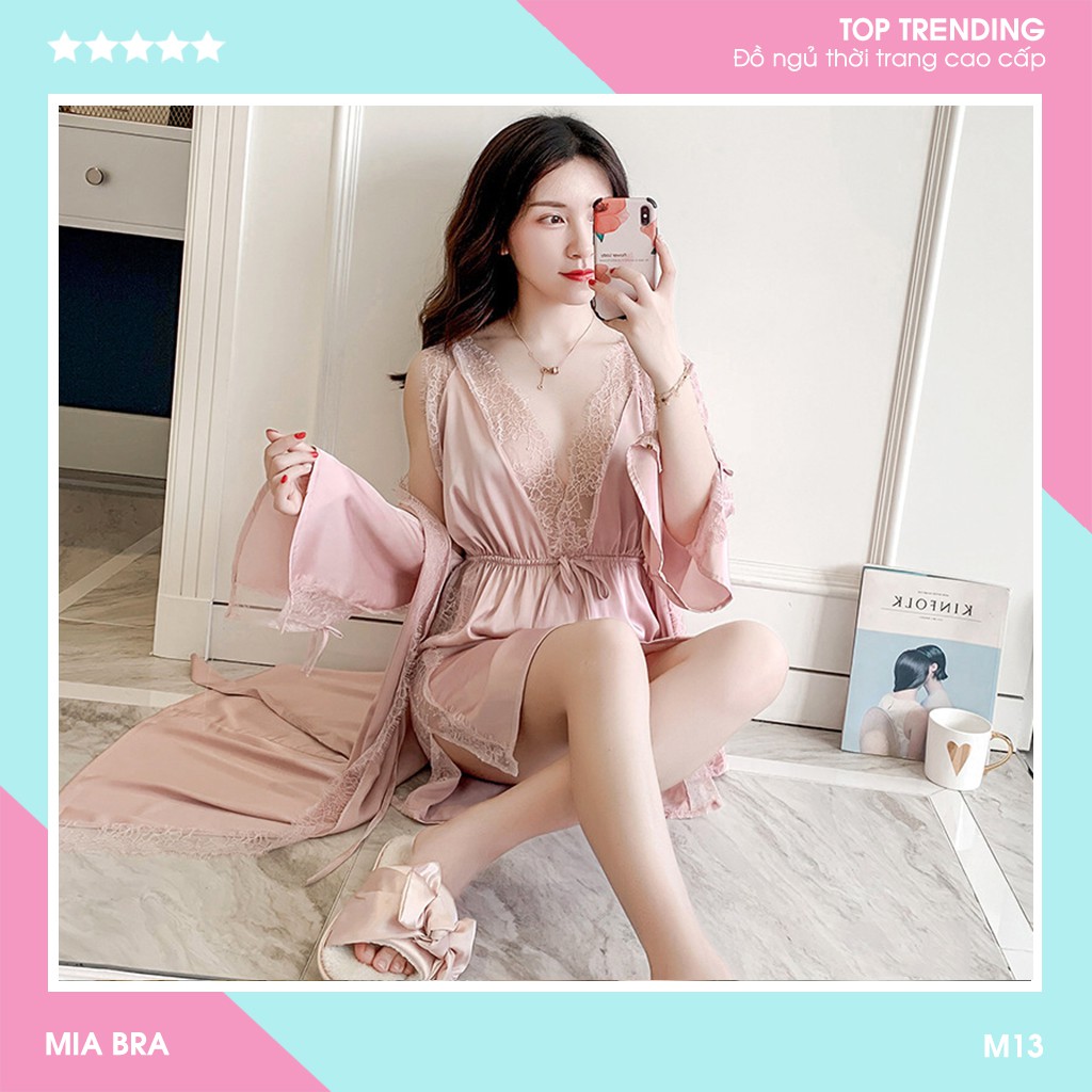 Váy Ngủ Lụa Áo Choàng Ngủ Nữ Đẹp Sang Chảnh MIA BRA M13