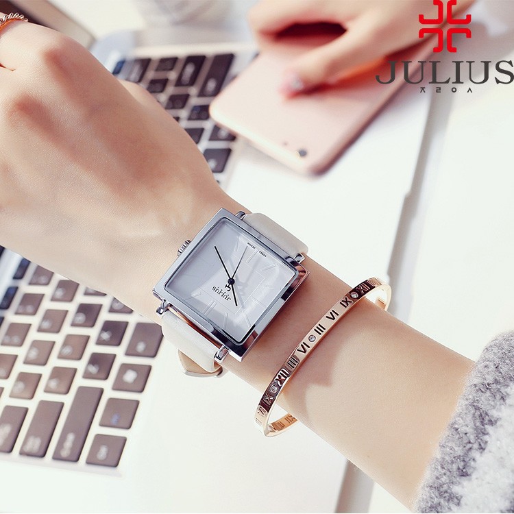 [Mã BMBAU50 giảm 50K đơn 150K] Đồng hồ nữ dây da Julius mặt vuông Ja-354 | BigBuy360 - bigbuy360.vn