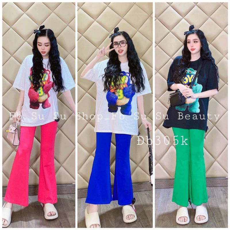 Set bộ quần ống loe áo thun form rộng Toy 1991x shop