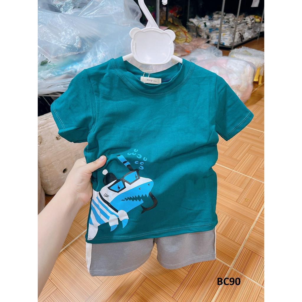 Bộ cộc tay XOOP cotton 4 chiều in cá mập cho bé trai (12-24kg) BC90,Đồ bộ thời trang quần áo trẻ em mặc nhà,đi chơi
