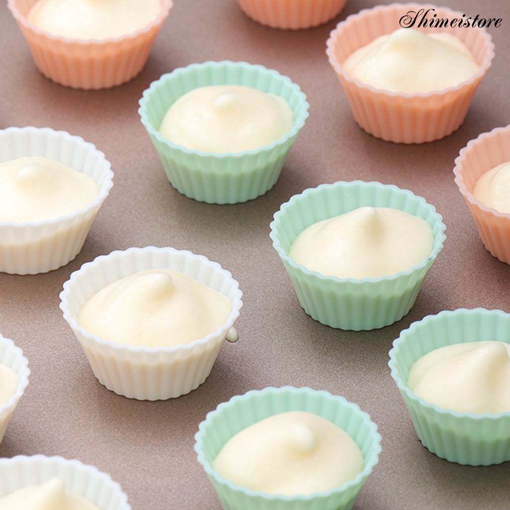Set 10 Cốc Làm Bánh Muffin Bằng Silicone Chống Dính Linh Hoạt Tiện Dụng