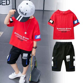 ✢✘♧Children's boys in the big summer dress set 2019 new handsome sports short-sleevekorean Korean version of two-piece