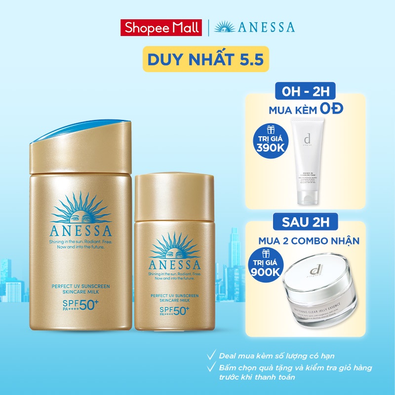 [Mã COS309 -8% ĐH250k]Bộ đôi chống nắng bảo vệ hoàn hảo Anessa Perfect UV Sunscreen Skincare Milk