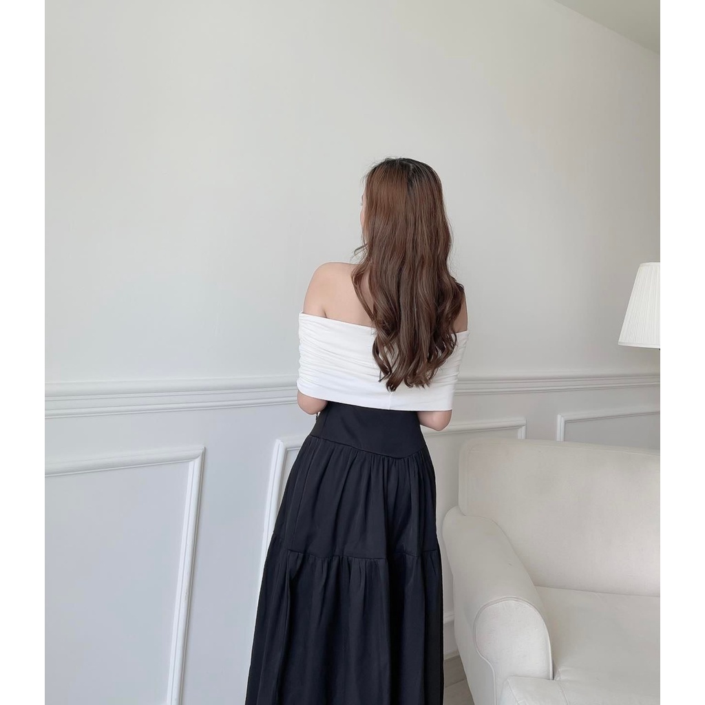 Áo Crop NhúnThun Trễ Vai