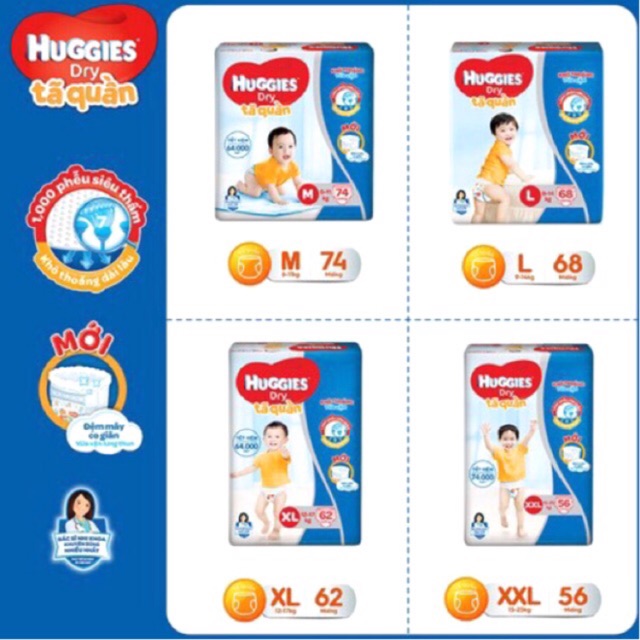 [Hang chính hãng] Tả quần huggies đệm mây co giãn đủ size M74/L68/XL62/XXL56