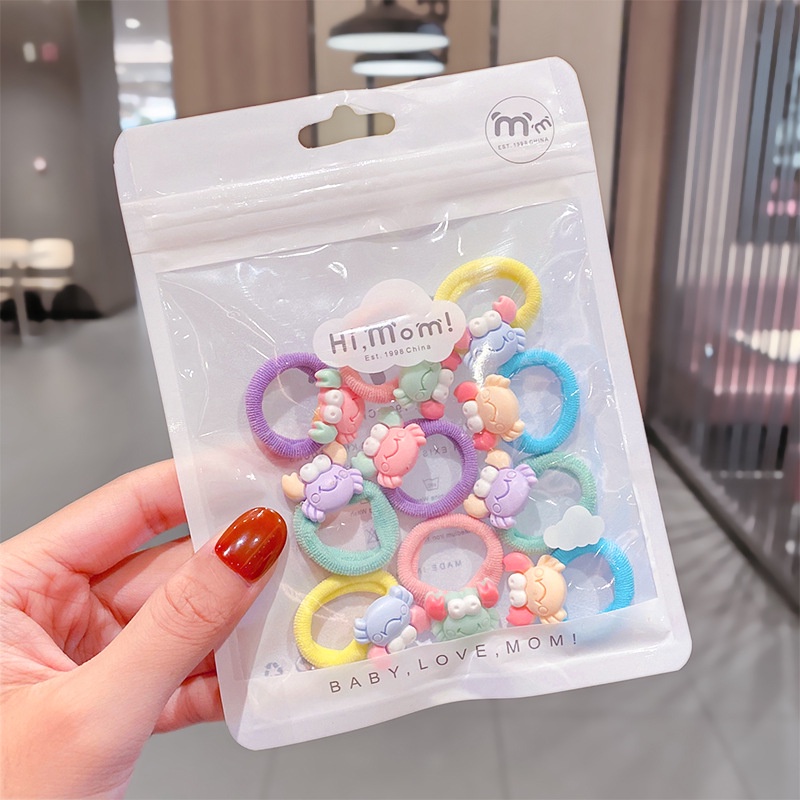 Set 10 dây buộc tóc cao su kiểu dáng dễ thương cho bé gái