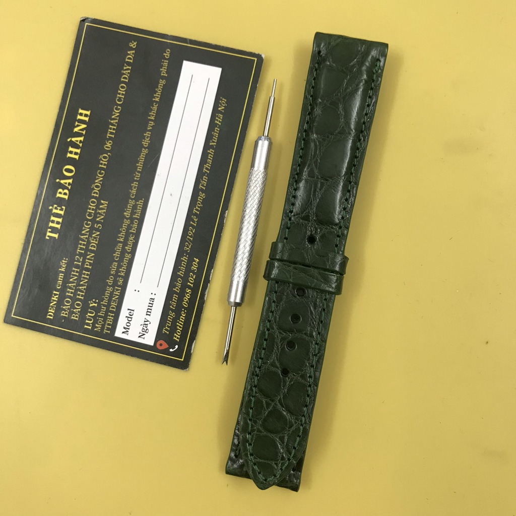 Dây Đồng Hồ Da Cá Sấu Màu Xanh Lá size 20 MrFour | Crocodile Leather Watch Bands