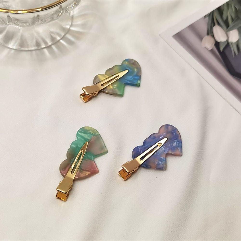 Kẹp Tóc Đính Hình Trái Tim Acetic Acid Kiểu Hàn Quốc Dễ Thương Cho Bé Gái