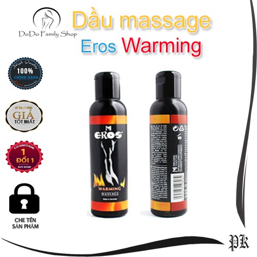 Dầu massage Đức Eros Warming hâm nóng cơ thể massage cho cuộc dạo đầu thêm phần rạo rực