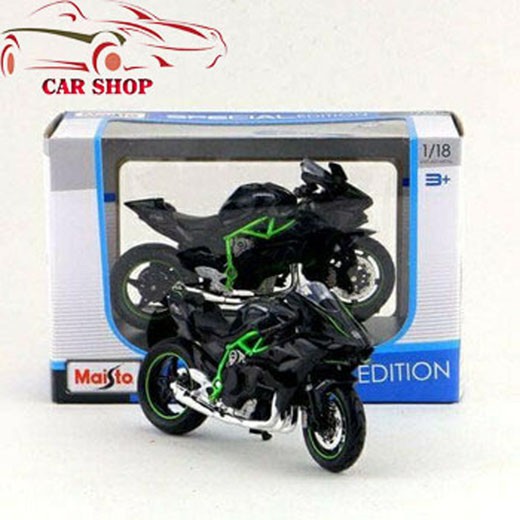 Xe mô hình siêu xe Kawasaki Ninja H2R tỉ lệ 1:18 hãng Maisto, chi tiết đẹp, có chân chóng