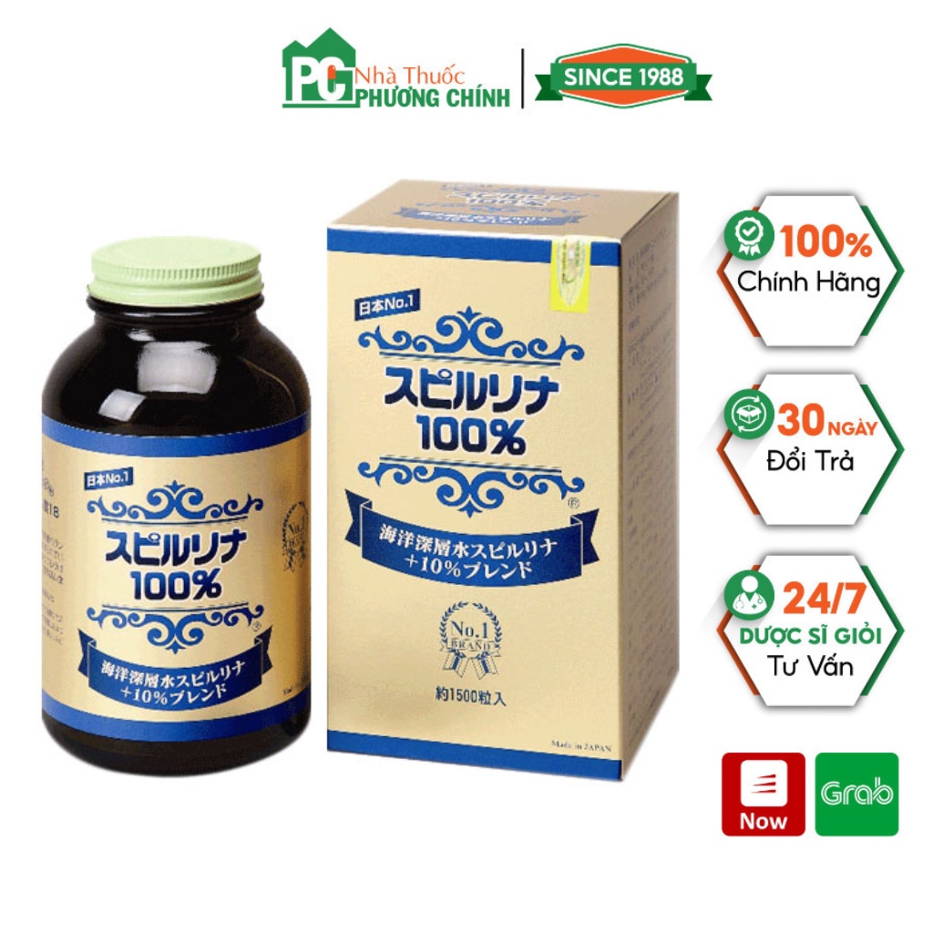 Viên Tảo Spirulia JAPAN ALGAE Giúp Thải Độc, Tăng Cường Sức Khỏe Hộp 1500 Viên