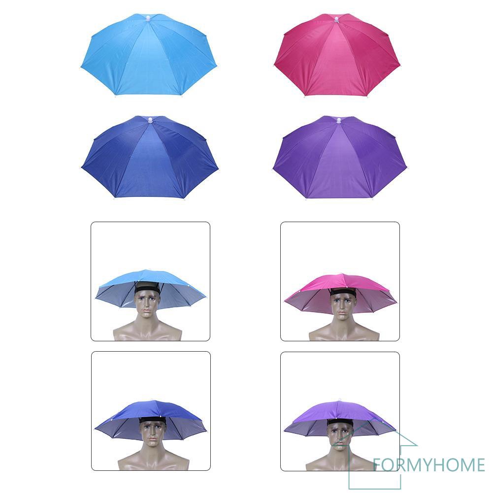 Fo New Arrival Anti-Rain Elastic Band Head Umbrella Hat Outdoor Fishing Sunscreen Tool