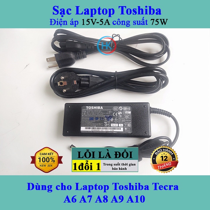 Sạc Laptop Toshiba 15V-5A 75W Dùng cho Laptop Toshiba Tecra A6 A7 A8 A9 A10