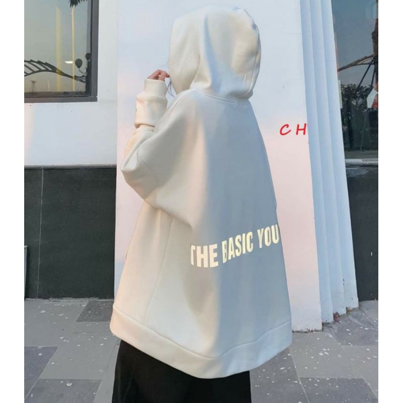 Áo khoác Hoodie nỉ cotto  mũ khóa Mint phản quang form thụng nam nữ unisex