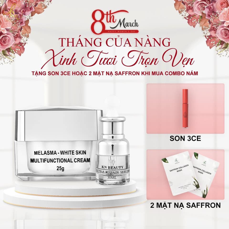 FLASH SALE Bộ nám Kn Beauty gồm Kem + Serum tặng mặt nạ hoặc son