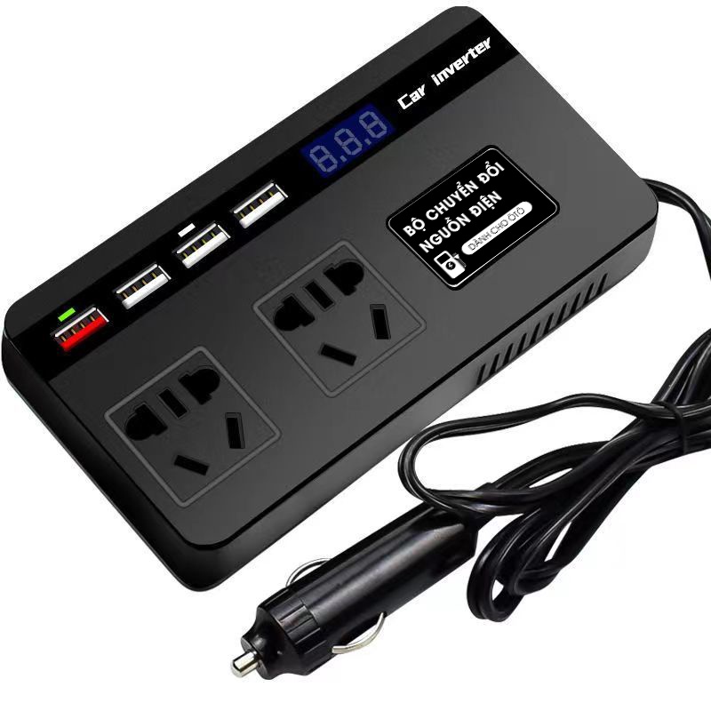 [⚡FLAST SALE⚡] Biến tần điện ô tô, Bộ chuyển đổi điện tự động tẩu sạc DC 12V / 24V sang AC 110V / 220V, Bật lửa đốt thuố