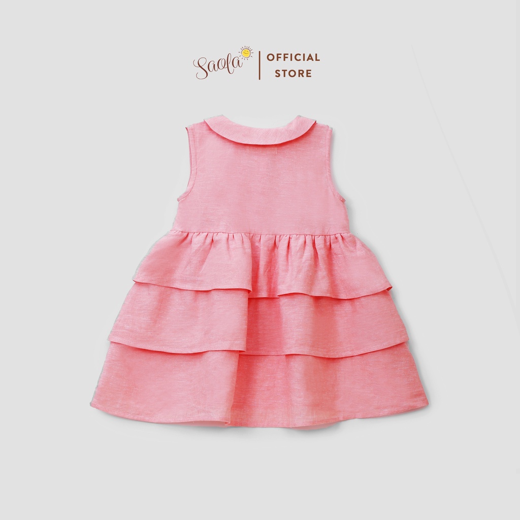 Đầm Bé Gái Tùng Xòe Ba Tầng Cổ Lá Sen Chất Liệu Linen Cao Cấp - KATERINA DRESS - DRL019 - SAOLA KIDS CLOTHING