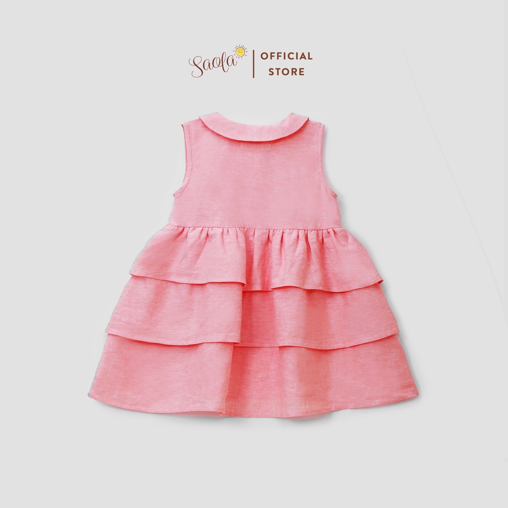 Đầm Bé Gái Tùng Xòe Ba Tầng Cổ Lá Sen Chất Liệu Linen Cao Cấp - KATERINA DRESS - DRL019 - SAOLA KIDS CLOTHING