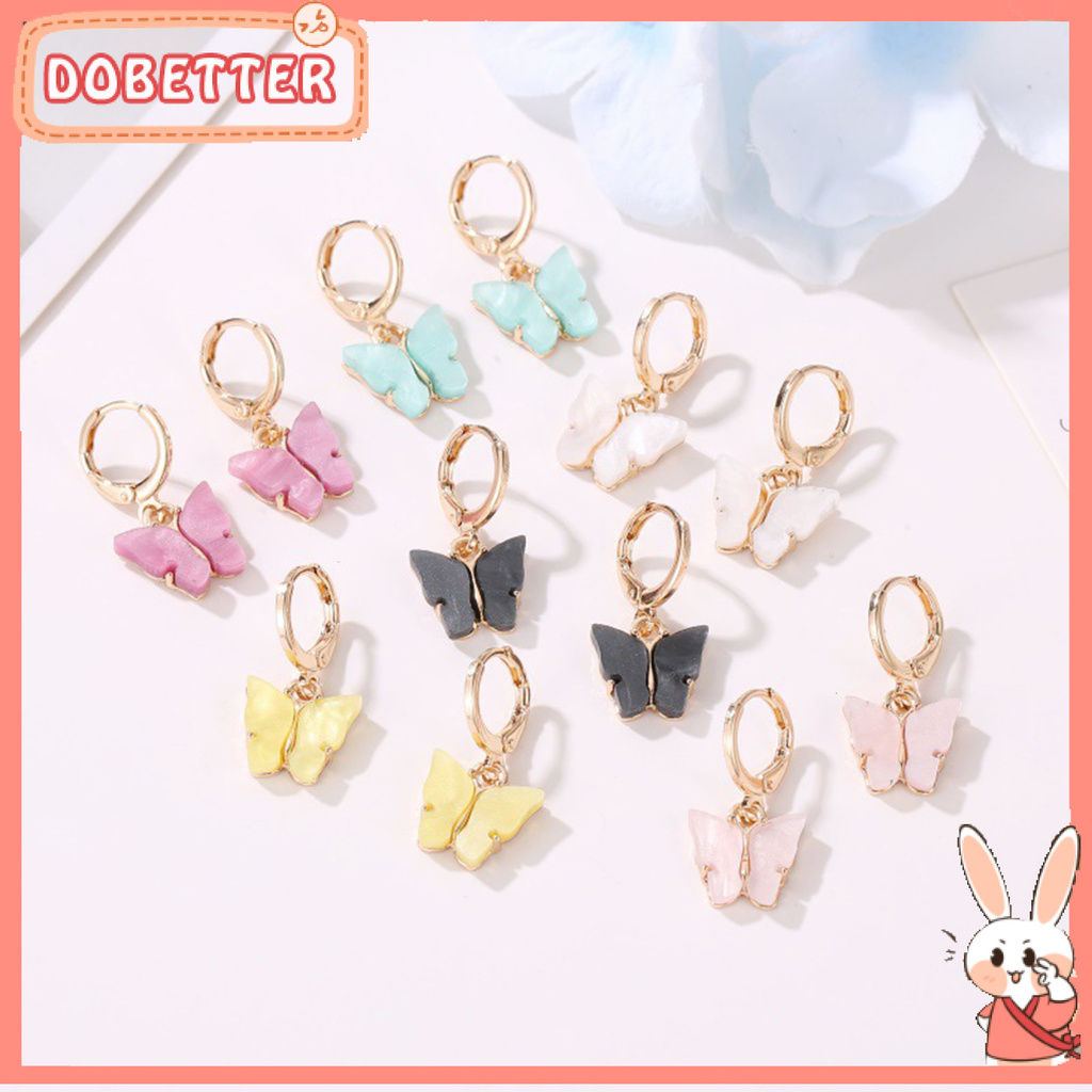 Đôi Hoa Tai Acrylic Hình Bướm Màu Nhẹ Nhàng Đáng Yêu Cho Nữ