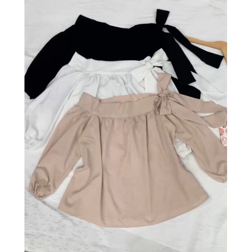 Áo trễ vai nơ 3 màu , áo babydoll kiểu hót A290 thời trang xmin