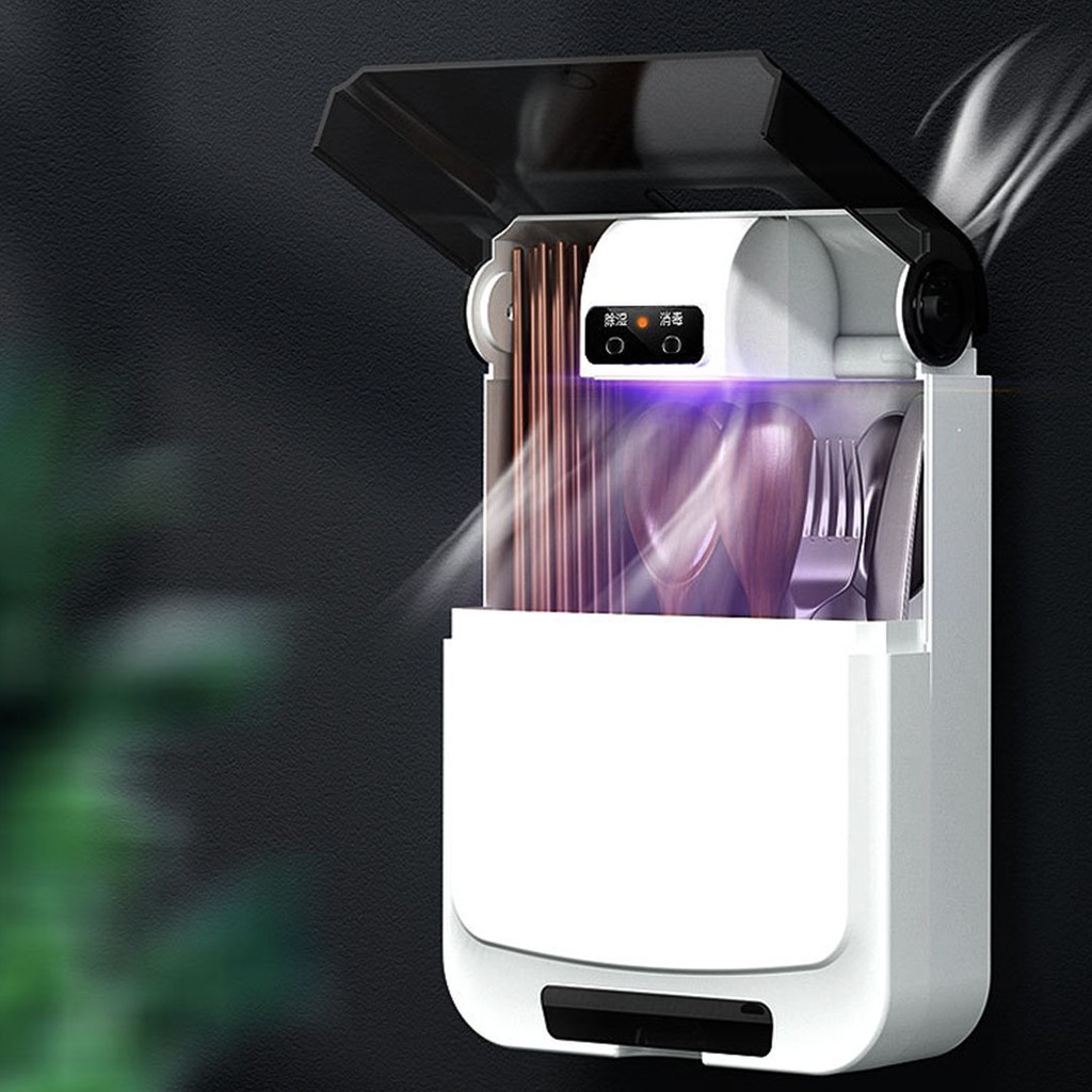 [Tặng Khăn Lau Bếp Siêu Thấm] Ống đựng đũa khử trùng tia UV - Ống đựng đũa sấy khô tự động treo tường SMM-006 | BigBuy360 - bigbuy360.vn