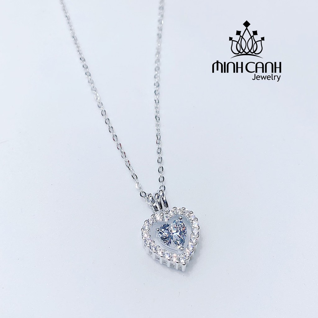 Dây Chuyền 2 Trái Tim Lồng Đính Đá Bạc Ý S925 - Minh Canh Jewelry