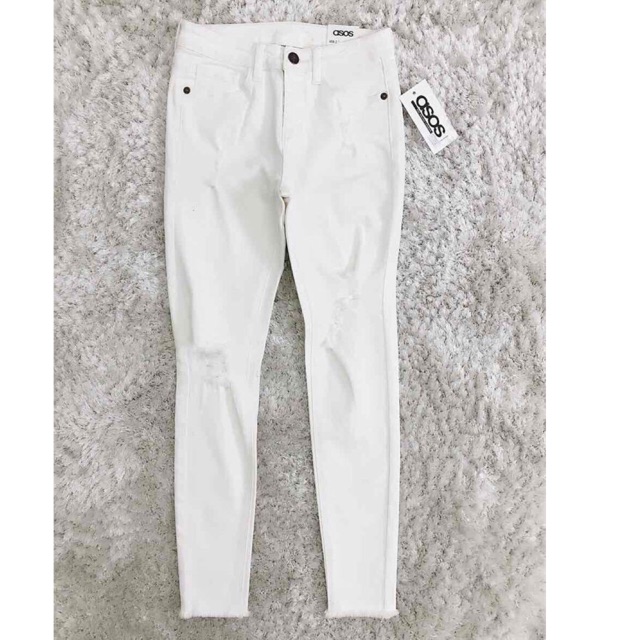 Quần jean trắng đen skinny asos 9 tấc