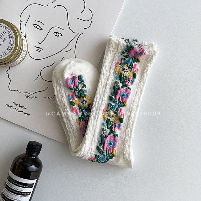 [ SẴN ] SET TẤT TRẮNG CỔ CAO NỮ VỚ CAO CỔ  TIỂU THƯ LOLITA TẤT VỚ NỮ THÊU HOA ULZZANG STYLE HÀN QUỐC