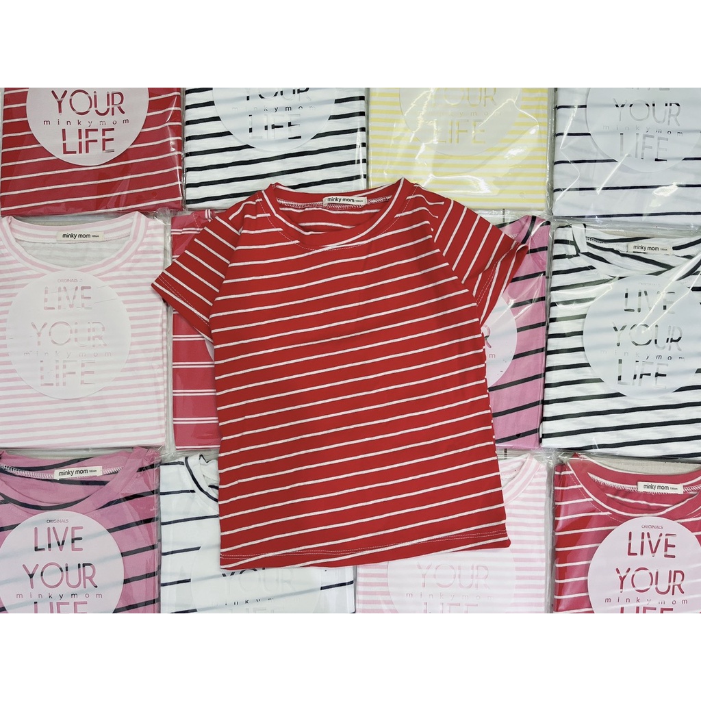Áo kẻ sọc MINKY siêu mịn mát-áo thun cotton sọc bé trai bé gái