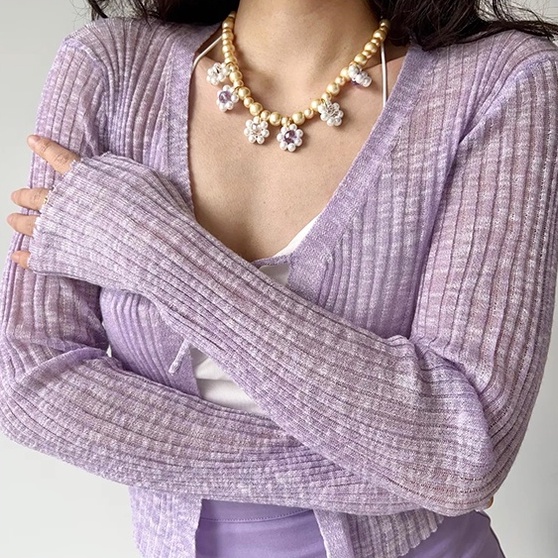 Áo khoác cardigan ZHELIHANGFEI dệt kim chống nắng cột dây phong cách Âu Mỹ