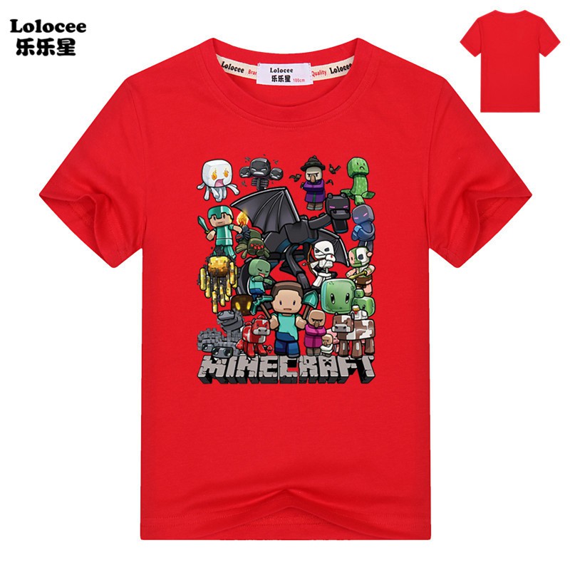 NEW Áo Thun Cotton Tay Ngắn In Hình Game Minecraft 2019 Cho Bé Trai