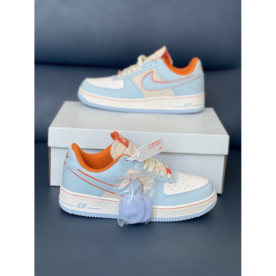 Giày Thể Thao Nam Nữ, Giày AF1 Xanh - Cam Mới Air Force 1 Hàng Đẹp Full Box Bill hót nhất 2022 giày af1 nam nữ